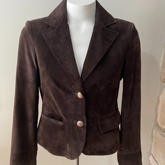 Esprit suede jacket brown with lining size US 6 sport chic - Picture 1 of 9